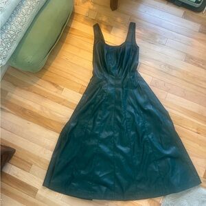Avec Les Filles Green Faux Leather Midi Dress